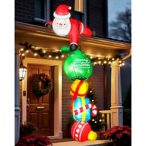 🆕8FT Christmas Inflatable Climbing Santa Pulling Gift Box Outdoor Decoration - Picture 2 of 7